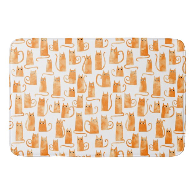 Alfombrilla De Baño Patrón de gato naranja (Anverso)