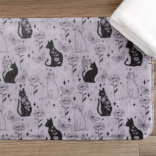 Alfombrilla De Baño Patrón de gato negro místico y mariposa Brujería