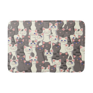 Alfombrilla De Baño Patrón de gatos blancos y grises