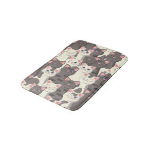 Alfombrilla De Baño Patrón de gatos blancos y grises