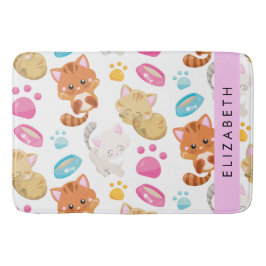 Alfombrilla De Baño Patrón De Gatos, Gatos Cutos, Kitty, Paws, Tu Nomb