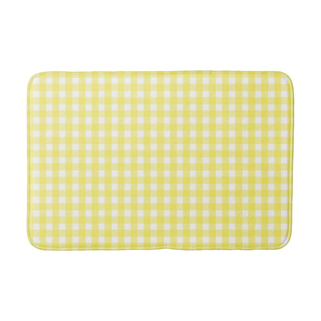 Alfombrilla De Baño Patrón de Gingham amarillo Pastel (Anverso)