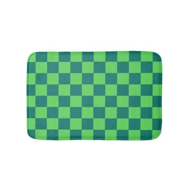 Alfombrilla De Baño Patrón de Gingham de Blue Green Checkered (Anverso)