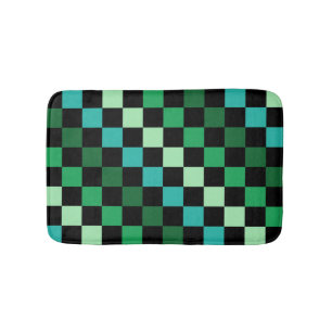 Alfombrilla De Baño Patrón de Gingham de Green Blue Checkered