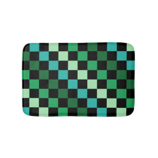 Alfombrilla De Baño Patrón de Gingham de Green Blue Checkered