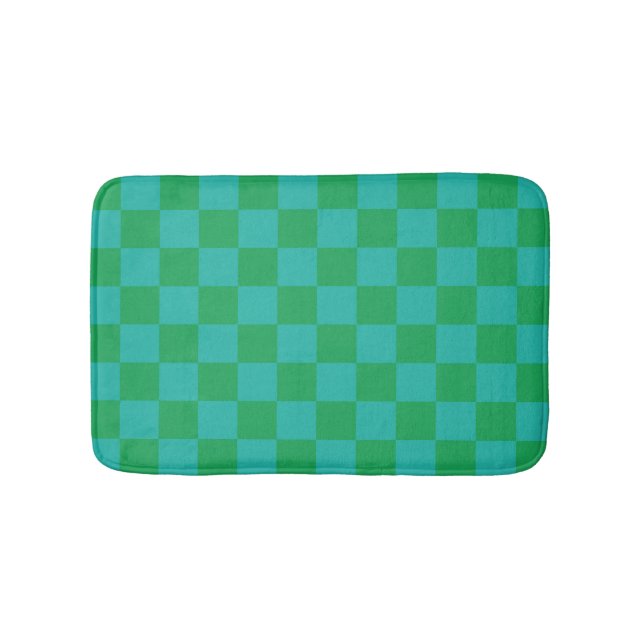 Alfombrilla De Baño Patrón de Gingham de Green Blue Checkered (Anverso)