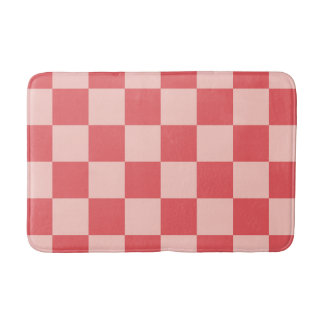 Alfombrilla De Baño Patrón de Gingham de Red Checkered Rosa
