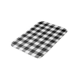 Alfombrilla De Baño Patrón de Gingham negro y blanco negrita