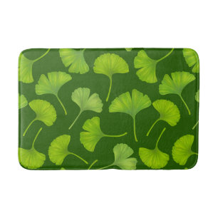 Alfombrilla De Baño Patrón de Ginkgo en verde oscuro