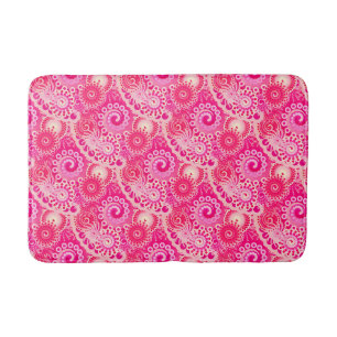 Alfombrilla De Baño Patrón de giro fractal, tonos fucsia rosados