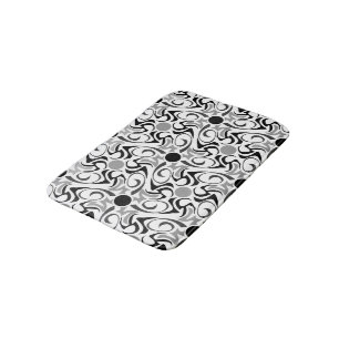 Alfombrilla De Baño Patrón de grano de arroz tribal blanco y negro