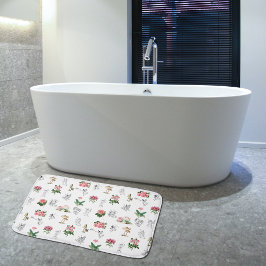 Alfombrilla De Baño Patrón de hadas rosadas florales y champiñones