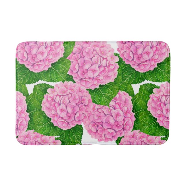 Alfombrilla De Baño Patrón de hidrangea acuarela (Anverso)