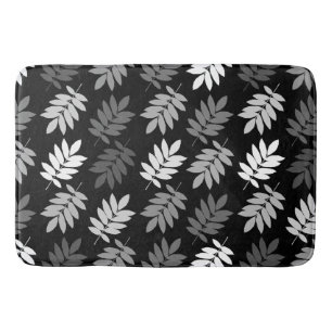 Alfombrilla De Baño Patrón de hoja de anciano negro blanco gris