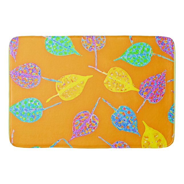 Alfombrilla De Baño Patrón de hoja retro (Anverso)