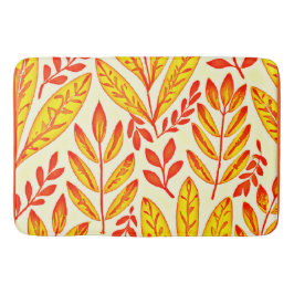 Alfombrilla De Baño Patrón de hojas de mosaico de follaje vibrante col