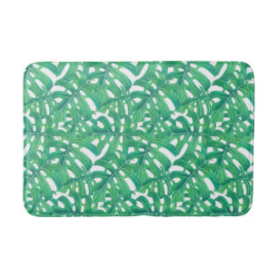 Alfombrilla De Baño Patrón de hojas tropicales de monstera verde