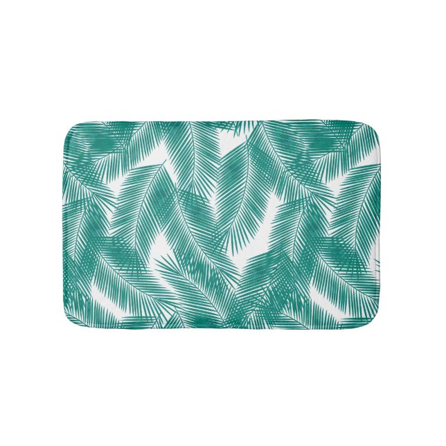 Alfombrilla De Baño Patrón de hojas tropicales verdes (Anverso)