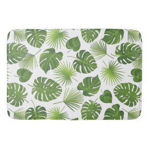 Alfombrilla De Baño Patrón de hojas tropicales verdes y elegantes