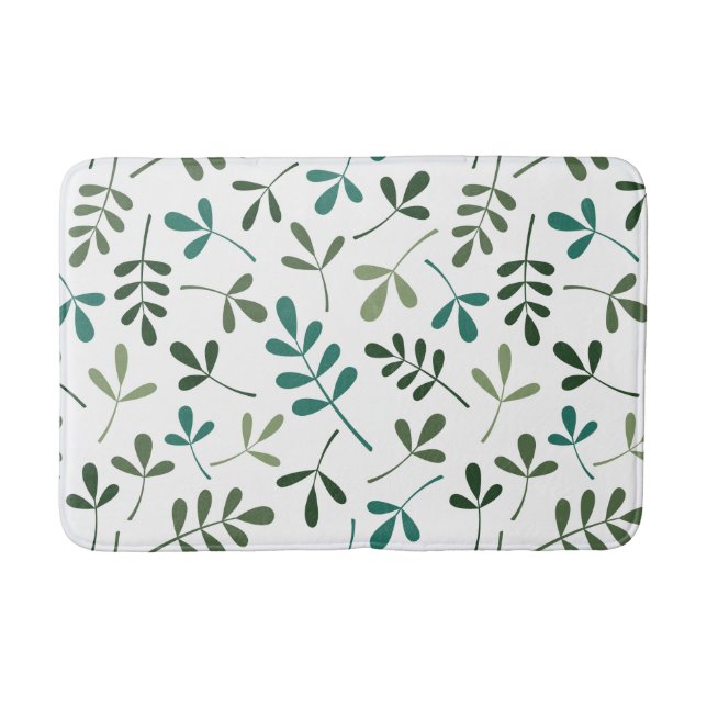 Alfombrilla De Baño Patrón de hojas verdes mixtas variadas (Anverso)