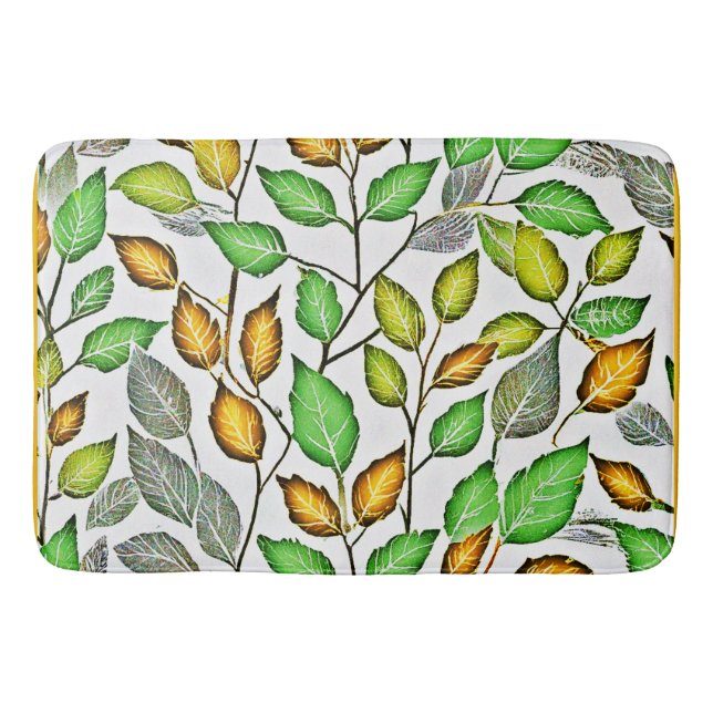 Alfombrilla De Baño Patrón de hojas vívidas de moda (Anverso)