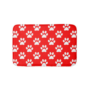 Alfombrilla De Baño Patrón de huellas de pata roja y blanca