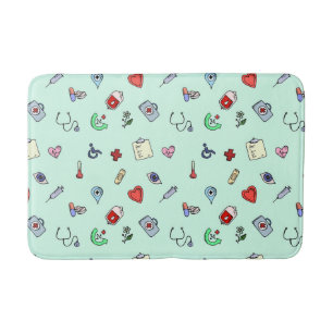 Alfombrilla De Baño Patrón de iconos médicos curados