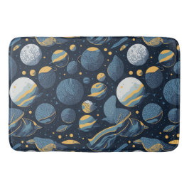 Alfombrilla De Baño patrón de ilustracion de Planetas realista