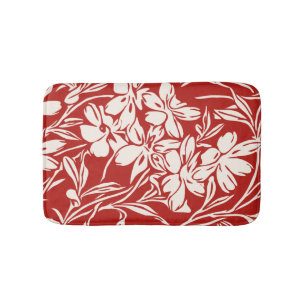 Alfombrilla De Baño Patrón de ilustración floral abstracta roja elegan