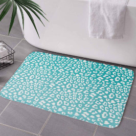 Alfombrilla De Baño Patrón de impresión de leopardo de color turquesa