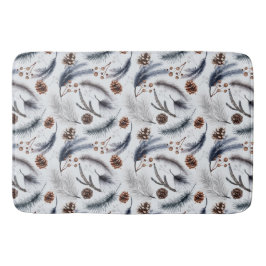 Alfombrilla De Baño Patrón de invierno de los tonos de pino y las aguj