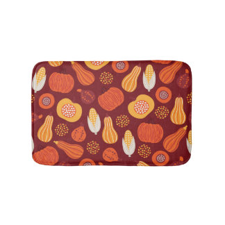 Alfombrilla De Baño Patrón de la Calabaza Marrón de Acción de Gracias.