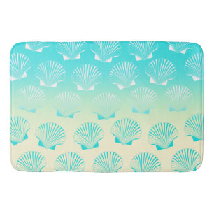 Alfombrilla De Baño Patrón de las conchas azules y amarillas del fond
