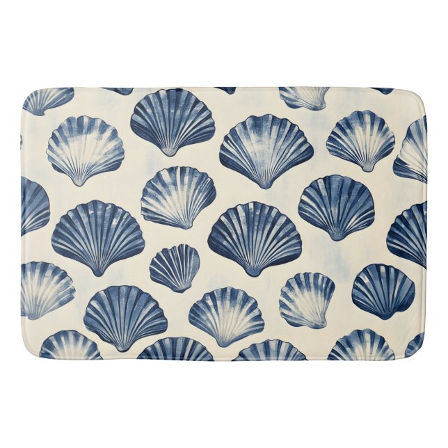 Alfombrilla De Baño Patrón de las conchas del Mar Azul de la Marina (Anverso)