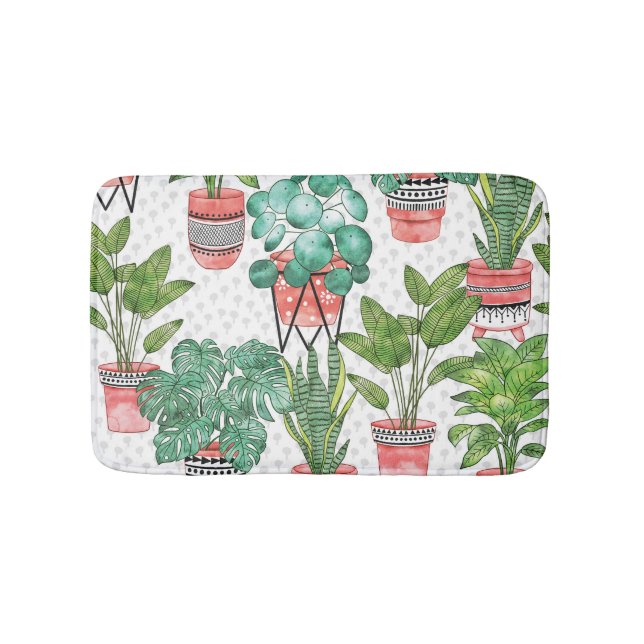 Alfombrilla De Baño Patrón de las macetas de la planta de Cotta de Ter (Anverso)