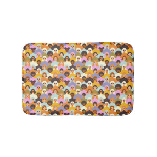 Alfombrilla De Baño Patrón de las mujeres retro del mundo