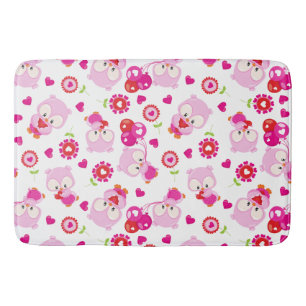 Alfombrilla De Baño Patrón De Lechuzas, Lechuzas Cutas, Lechuzas Rosad