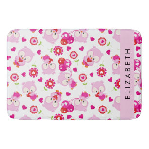 Alfombrilla De Baño Patrón De Lechuzas, Lechuzas Cutas, Lechuzas Rosad