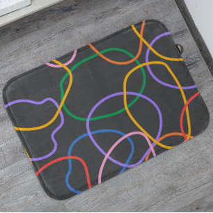 Alfombrilla De Baño Patrón de líneas onduladas abstractas coloridas