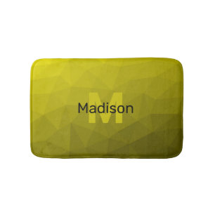 Alfombrilla De Baño Patrón de malla geométrica oscura amarilla Monogra