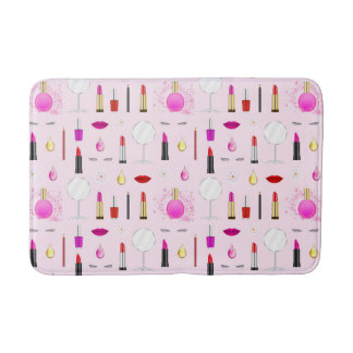 Alfombrilla De Baño Patrón de Maquillaje Glam Rosa