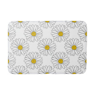 Alfombrilla De Baño Patrón de margarita amarillo y blanco