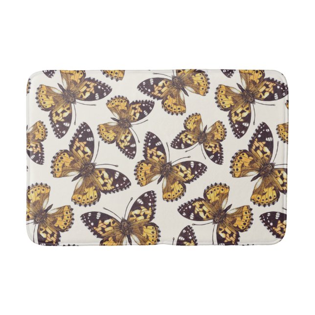 Alfombrilla De Baño Patrón de mariposa de dama pintada (Anverso)