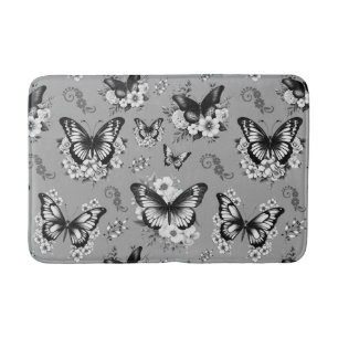 Alfombrilla De Baño Patrón de mariposa gris