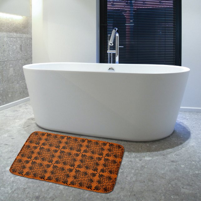 Alfombrilla De Baño Patrón de Meander Griego de Terracota Negra (Subido por el creador)
