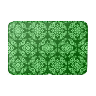 Alfombrilla De Baño Patrón de medallón japonés, verde oscuro de jade