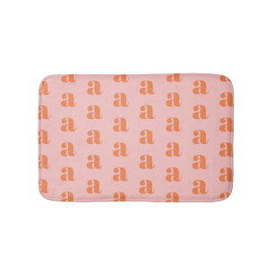 Alfombrilla De Baño Patrón de monograma de coral rosa pastel lindo
