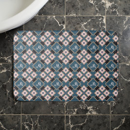 Alfombrilla De Baño Patrón de monograma floral geométrico de Moda mode