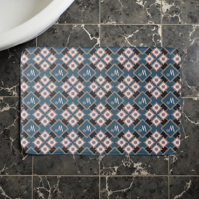 Alfombrilla De Baño Patrón de monograma floral geométrico de Moda mode (Subido por el creador)