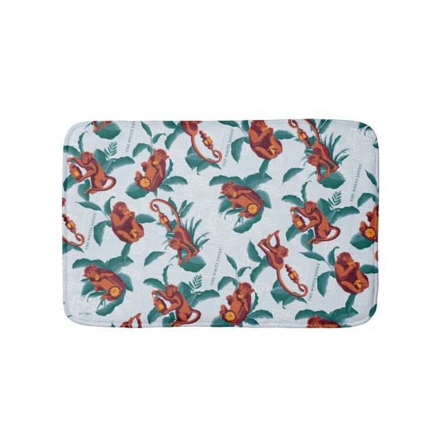 Alfombrilla De Baño Patrón de monos juguetones del Lotus blanco (Anverso)
